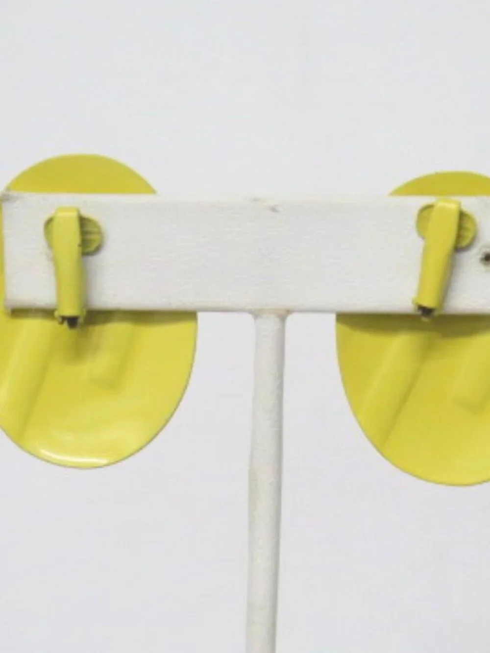 Vintage Yellow Oval Clip On Earrings Retro Statement Costume Jewelry